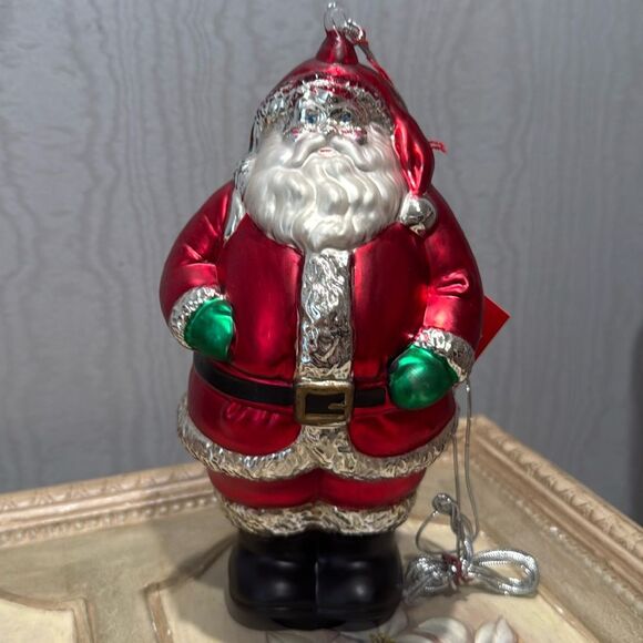 Vintage Department 56 Oversized Handblown Mercury Glass Santa Claus Ornament New - Picture 1 of 16